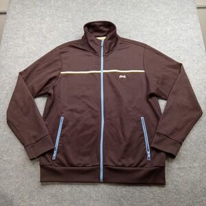 Le Tigre‎ Jacket Mens XL Brown Track Full Zip Retro Stripe Cotton Blend
